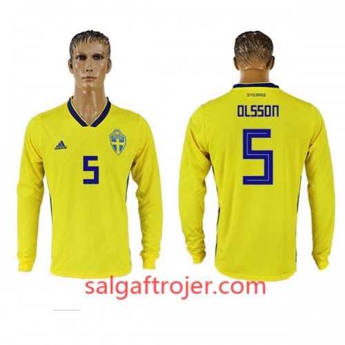 Sverige Fodboldtrøjer Olsson 5 Hjemmebanesæt VM 2018 Langærmet Sverige Fodboldtrøjer Olsson 5 Hjemmebanesæt VM 2018 Langærmet